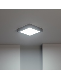 Plafonnier LED Carré Métal 18W Argenté 225x225 mm