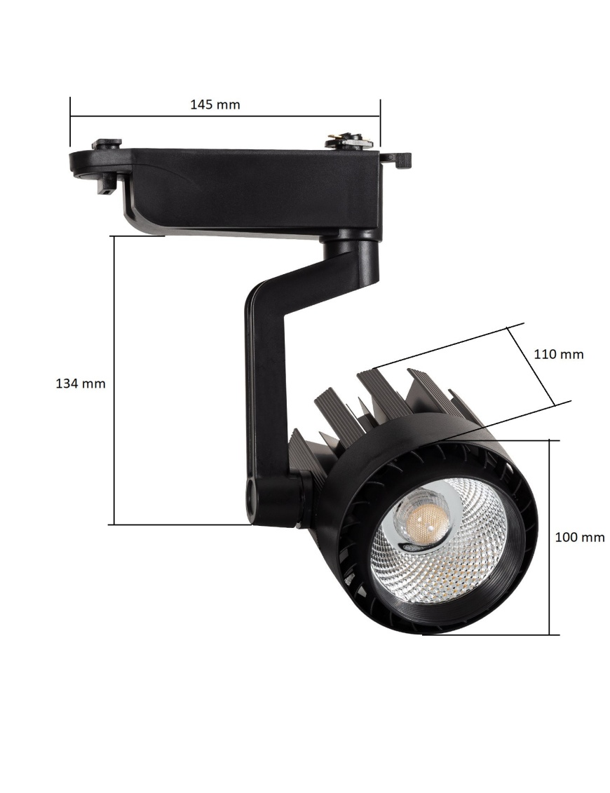 Spot LED Dora 30W Noir pour Rail Monophasé