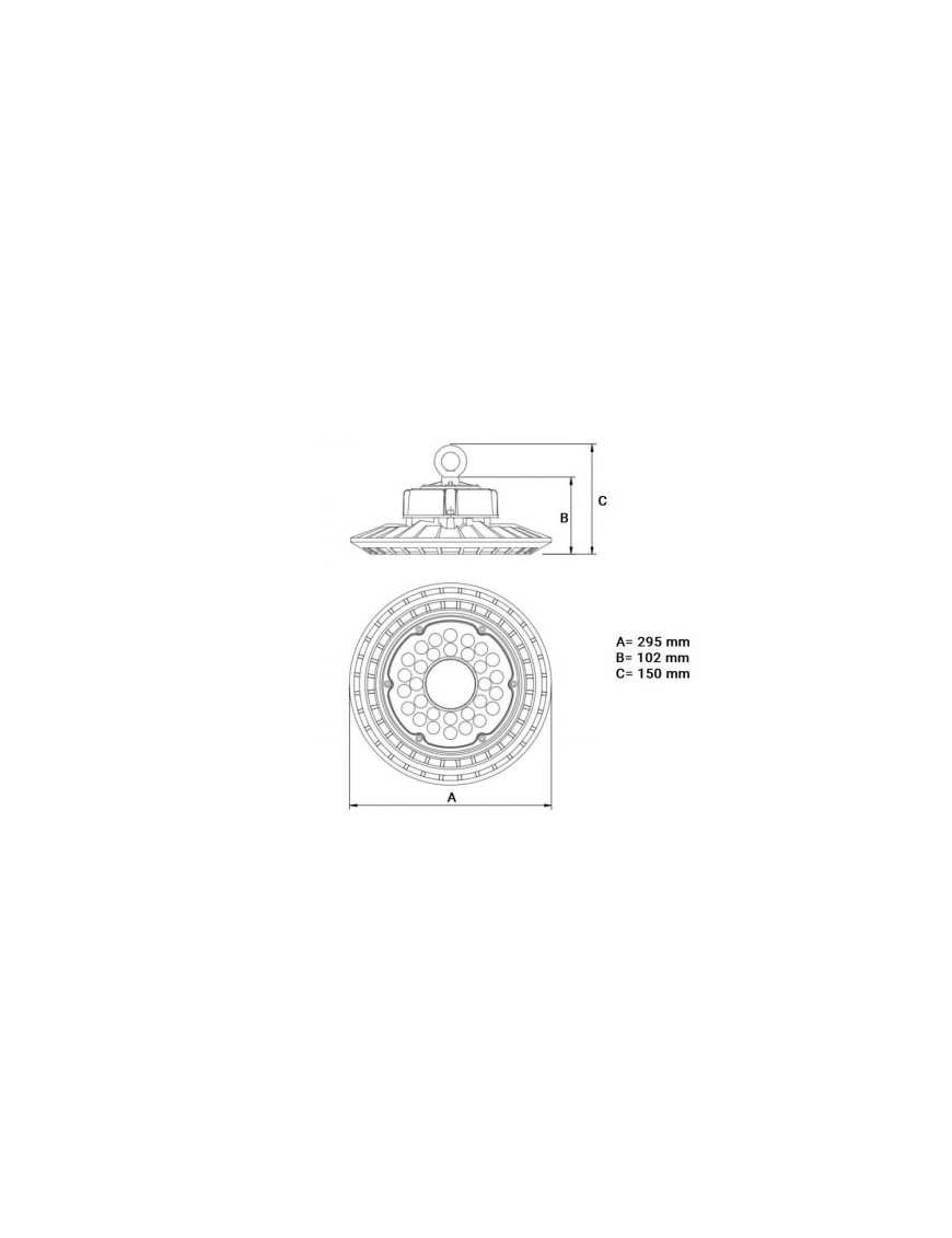 Cloche LED Industrielle HighBay UHO Solid Slim 150W 120lm/W