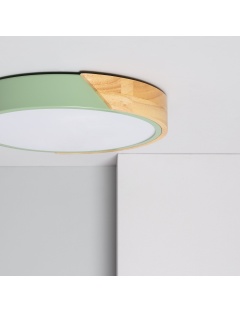 Plafonnier LED Rond Bois 18W CCT Sélectionnable Semi-Dari Ø320 mm