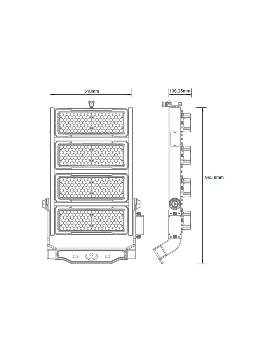 Projecteur LED Stadium Professionnel 1000W 170lm/W IP66 INVENTRONICS Dimmable 1-10V