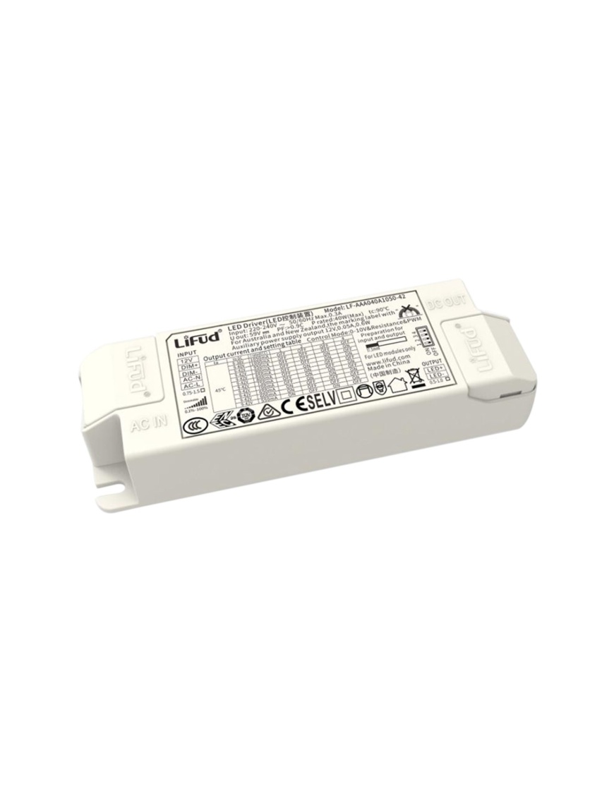 Driver LIFUD Dimmable 1-10V 220-240V Sortie 9-42V DC 1000mA 42W LF-GDE042YF1000U