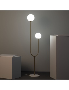 Lampadaire Métal et Verre Moonlight Brass 2 Spots