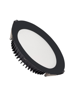 Downlight LED  New Aero Slim 30W 130lm/W Microprismatique (UGR17) LIFUD Noir Coupe Ø 200mm