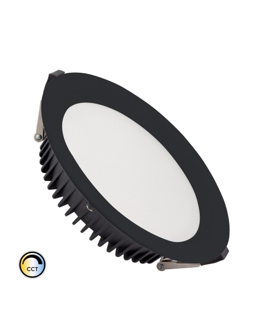 Downlight LED  New Aero Slim 40W CCT Sélectionnable 130lm/W Microprismatique (UGR17) LIFUD Noir Coupe Ø 200mm