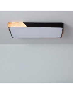 Plafonnier LED Rectangulaire Bois et Métal 30W CCT Sélectionnable Semi-Dari 625x425 mm