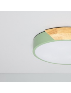 Plafonnier LED Rond Bois 18W CCT Sélectionnable Semi-Dari Ø320 mm