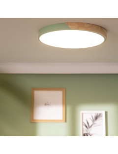 Plafonnier LED Rond Bois 36W CCT Sélectionnable Semi-Dari Ø500 mm