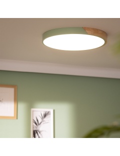 Plafonnier LED Rond Bois 36W CCT Sélectionnable Semi-Dari Ø500 mm