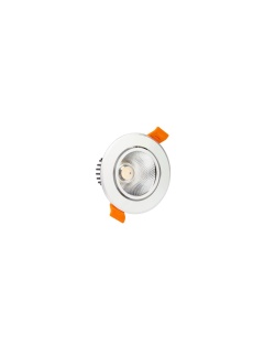 Spot LED Downlight COB Orientable Rond 7W Argenté Coupe Ø 70mm No Flicker