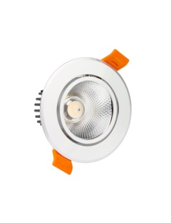 Spot LED Downlight COB Orientable Rond 7W Argenté Coupe Ø 70mm No Flicker