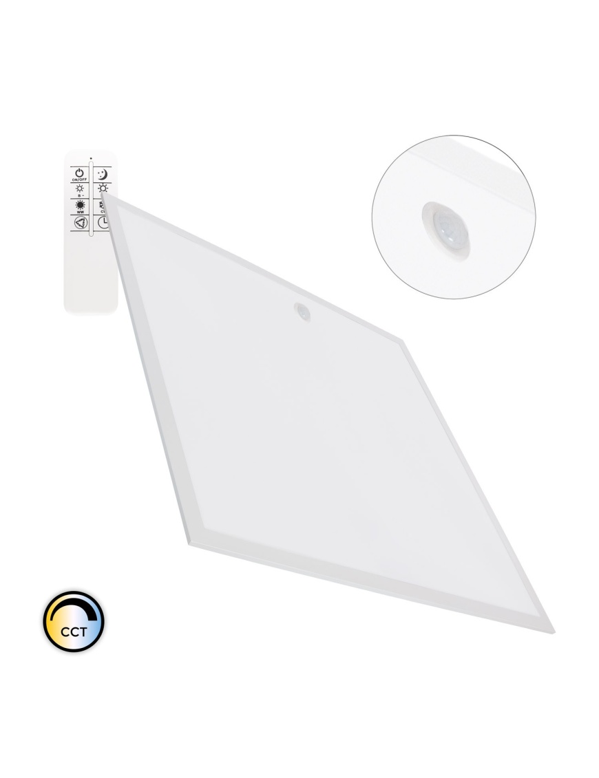 Panneau LED 60x60 cm 40W 4800lm Dimmable CCT Sélectionnable Détecteur de Présence PIR avec Télécommande